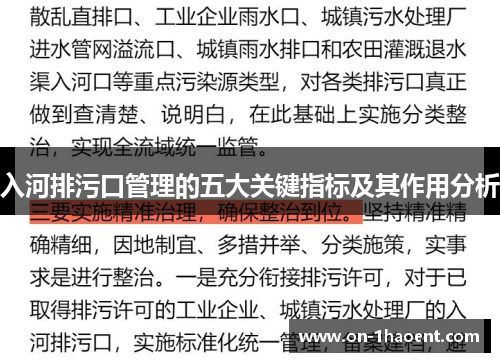 入河排污口管理的五大关键指标及其作用分析