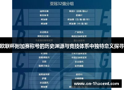 欧联杯附加赛称号的历史渊源与竞技体系中独特意义探寻